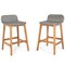 Acacia Wood Bar Stool Set – 2 Stools with Backrests and Footrests